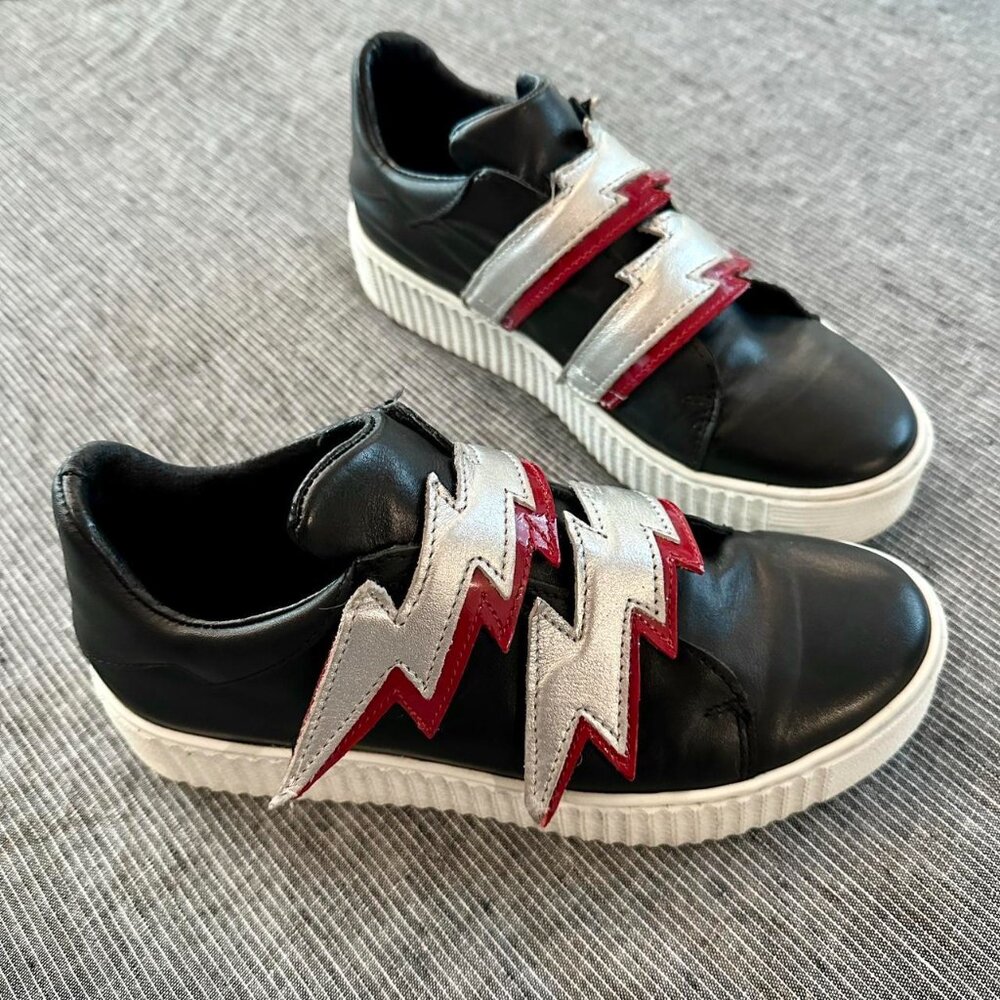 Modern Vice Bolt Embellished Leather Creeper Sneakers Size 8